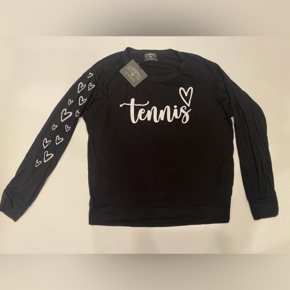 Women’s Bird & Vine Supersoft Long-Sleeved Black “Tennis” Tre, Size XS